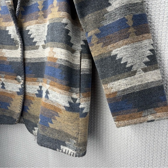 Vtg David Benjamin Southwestern Woven Jacket Coat Women Sz 8 Two Button Tribal - Picture 6 of 9